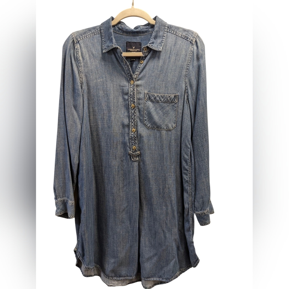 American Eagle Outfitters Blue Denim Tunic Shirt Dress Size Medium